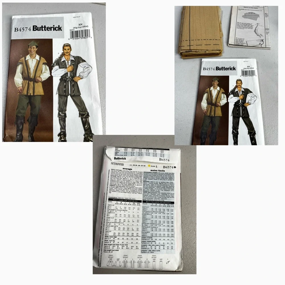 Butterick B4574 Men's Renaissance Costume Pattern - cut - Picture 4 of 4
